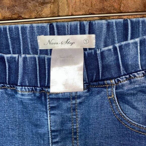 Non-Stop Distressed Stretchy Medium Wash Blue Denim Skinny Jeans Junior's Size 1 - Picture 5 of 8